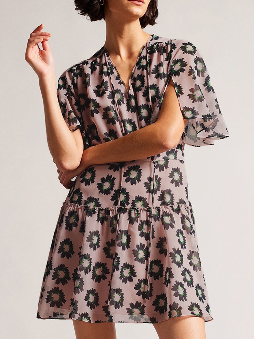

Ted Baker Floral Printed Fit & Flare Dress, Pink