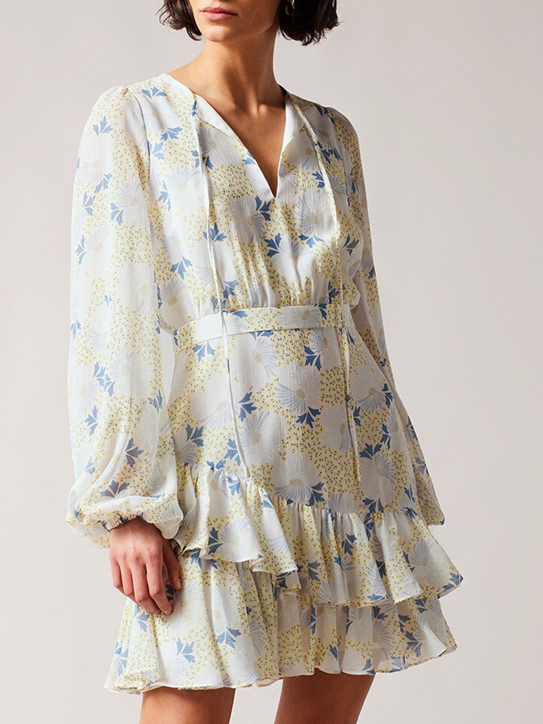 

Ted Baker Floral Print A-Line Mini Dress, Blue