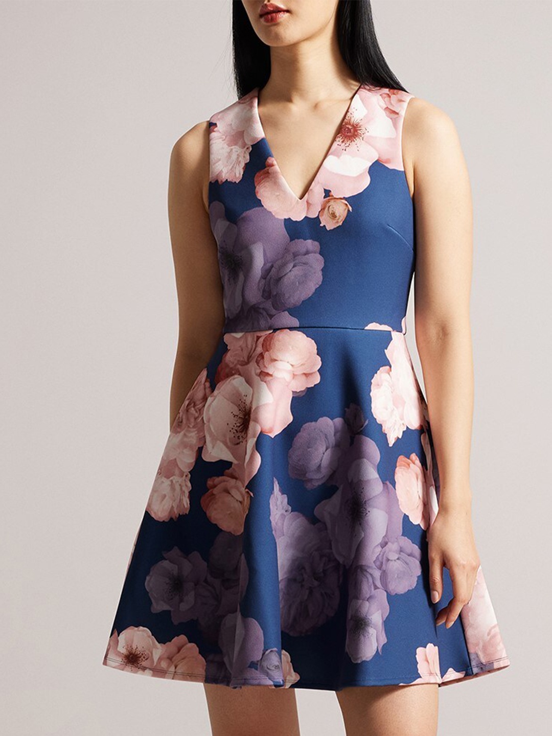 

Ted Baker Floral Printed Fit and Flare Dress, Blue