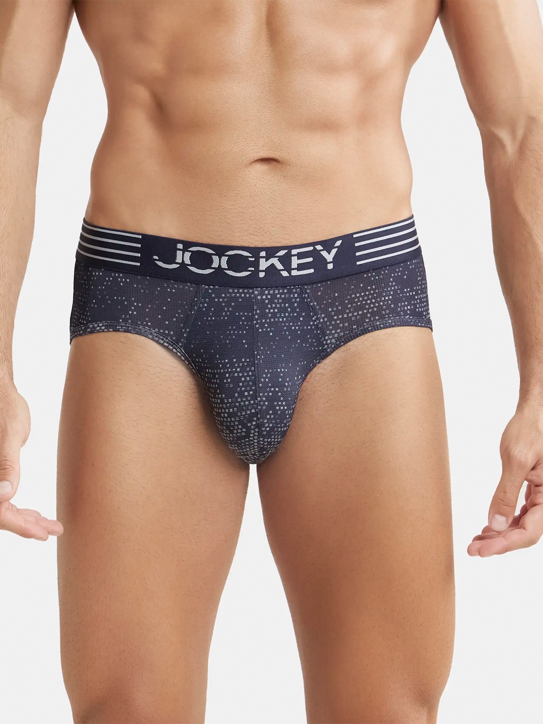 

Jockey Microfiber Printed Fabric Brief with Breathable Mesh & Stay Dry Technology-MM07, Blue