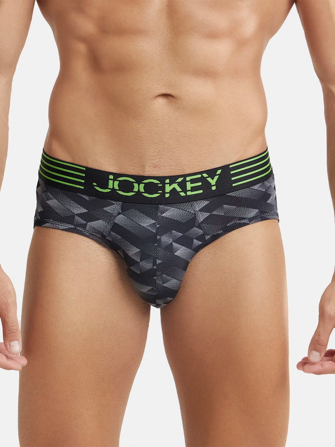 

Jockey Microfiber Printed Fabric Brief with Breathable Mesh & Stay Dry Technology-MM07, Black