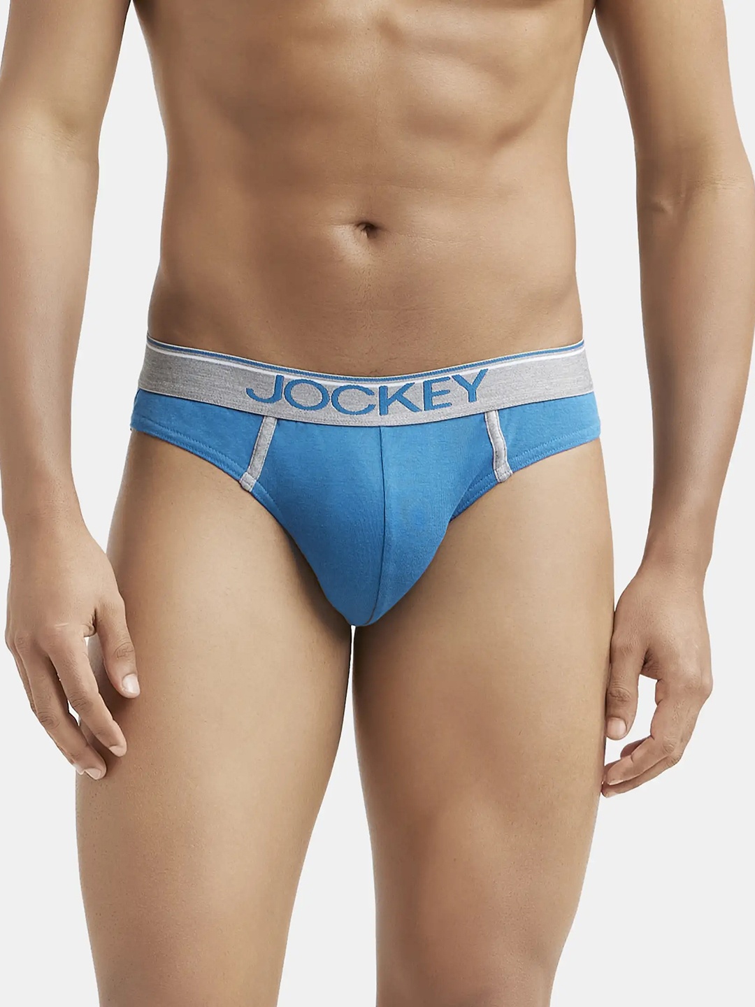 

Jockey Men Mid-Rise Anti Microbial Cotton Basic Briefs, Blue