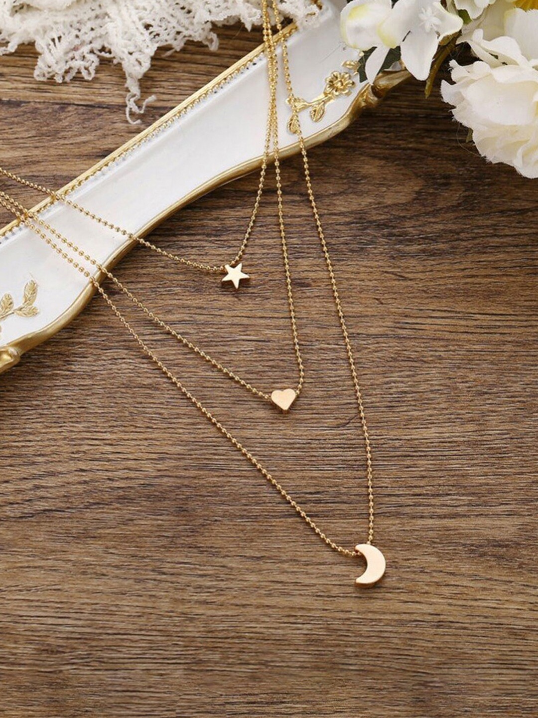 

Jewels Galaxy Gold-Plated Star-Moon-Heart Layered Necklace