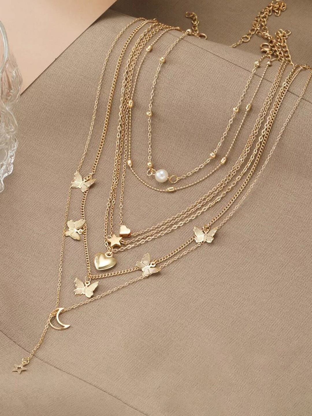 

Jewels Galaxy Set Of 6 Brass Gold-Plated Layered Necklace