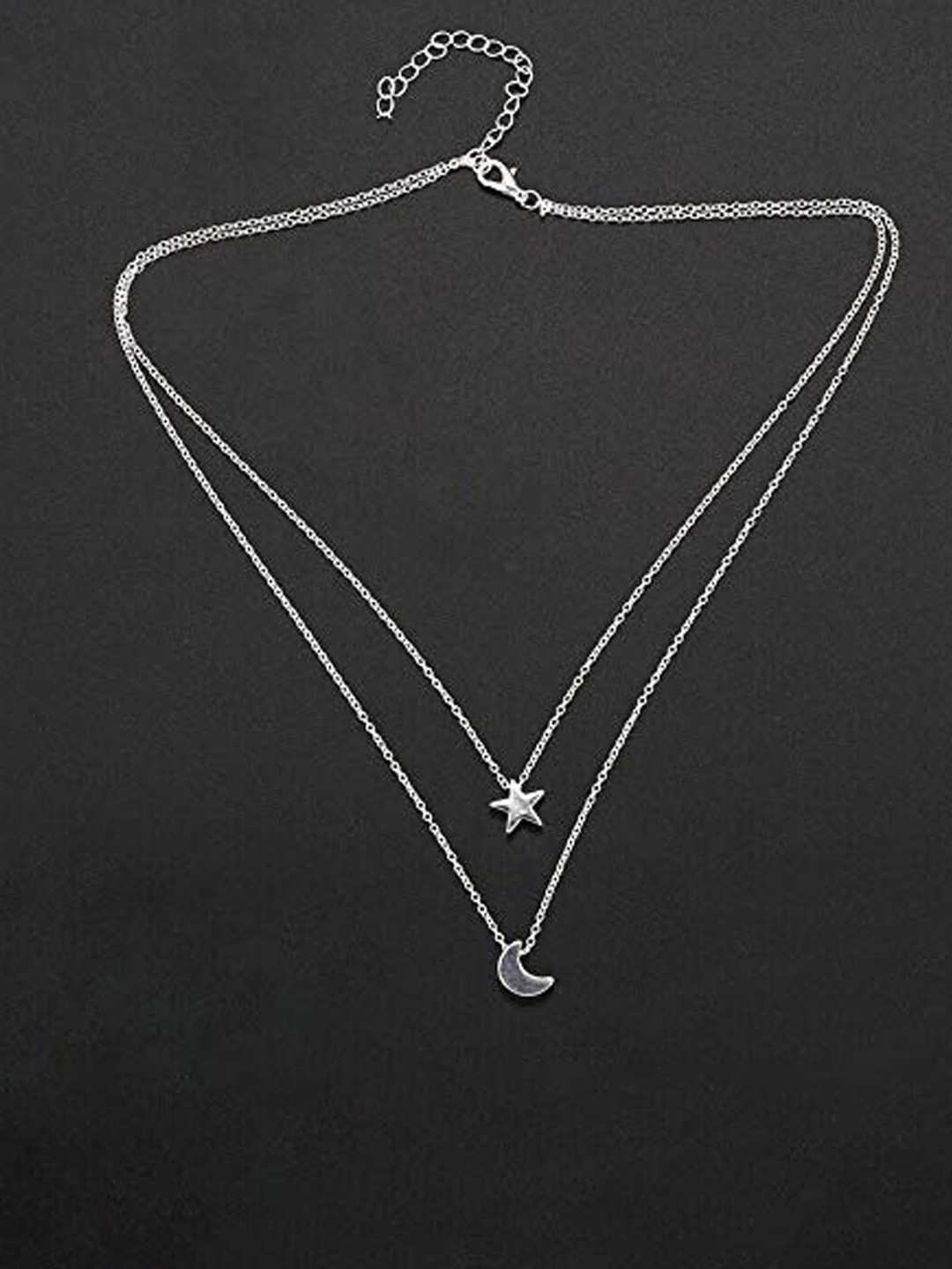 

Jewels Galaxy Brass Silver-Plated Layered Necklace