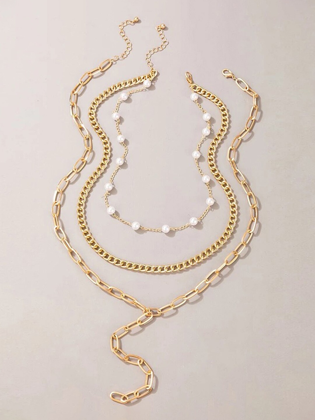 

Jewels Galaxy Pack of 2 Brass Gold-Plated Layered Necklace