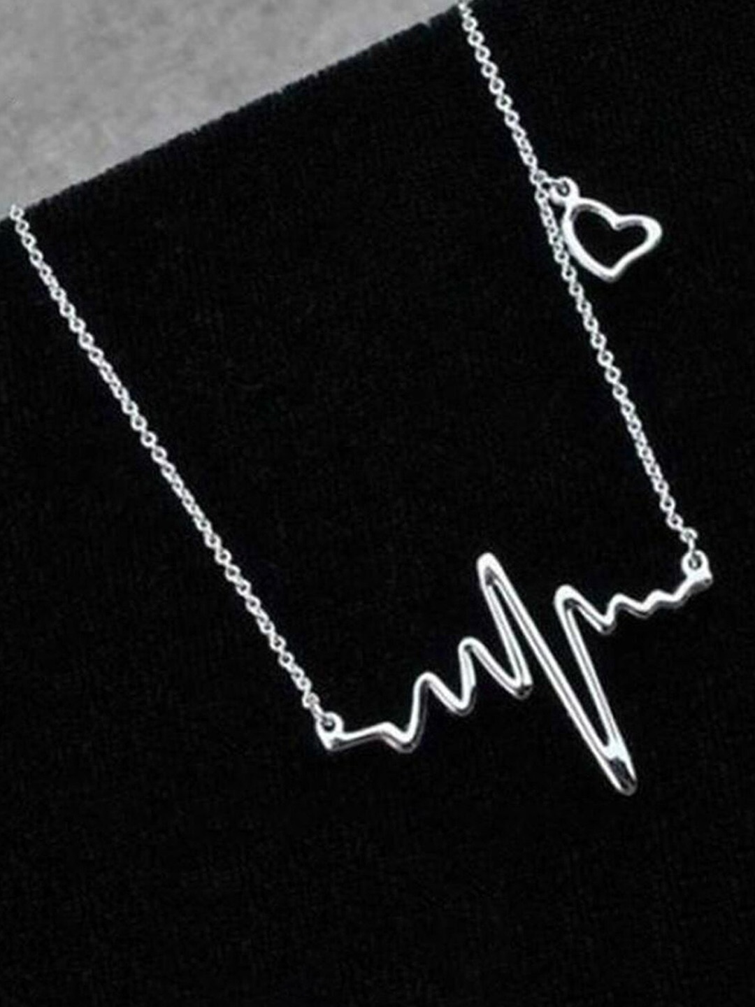 

Jewels Galaxy Silver-Plated Heartbeat Necklace