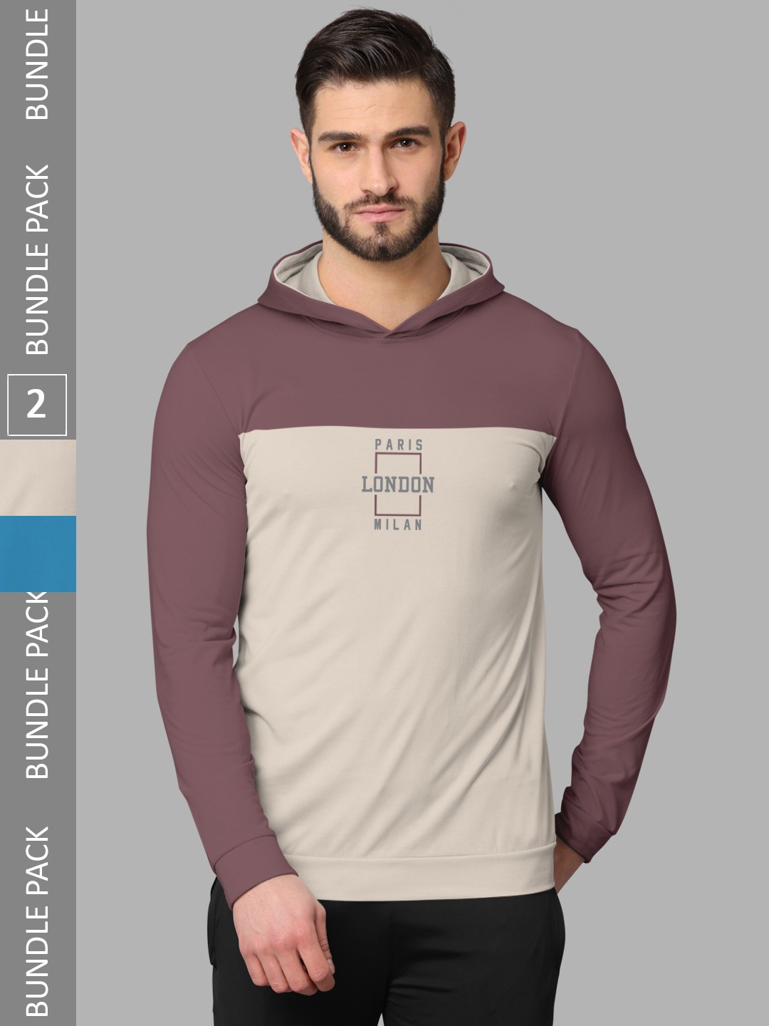 

BULLMER Pack Of 2 Printed Long Sleeves Round Neck T-shirt, Taupe