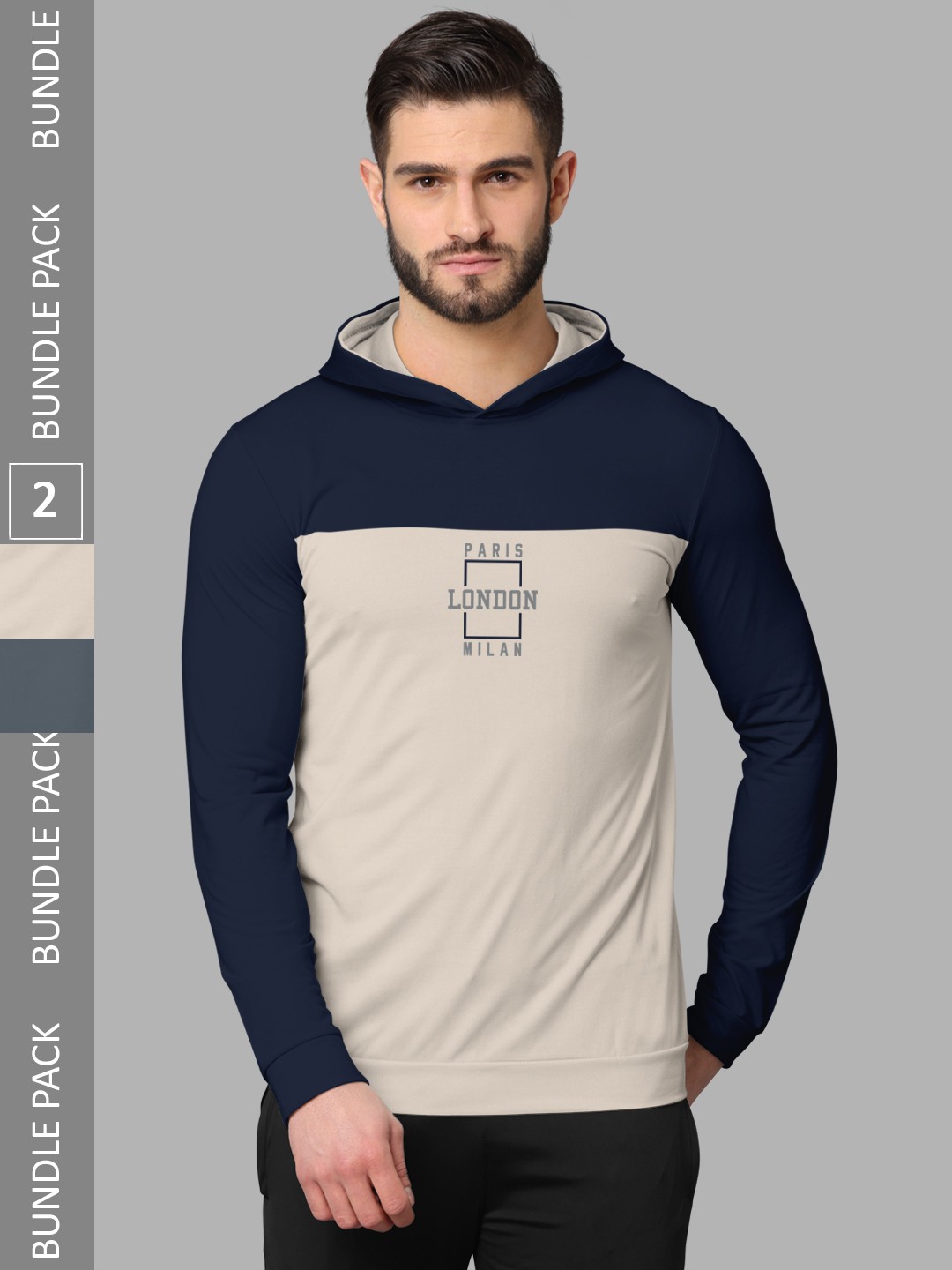 

BULLMER Pack Of 2 Colourblocked Cotton T-shirt, Navy blue