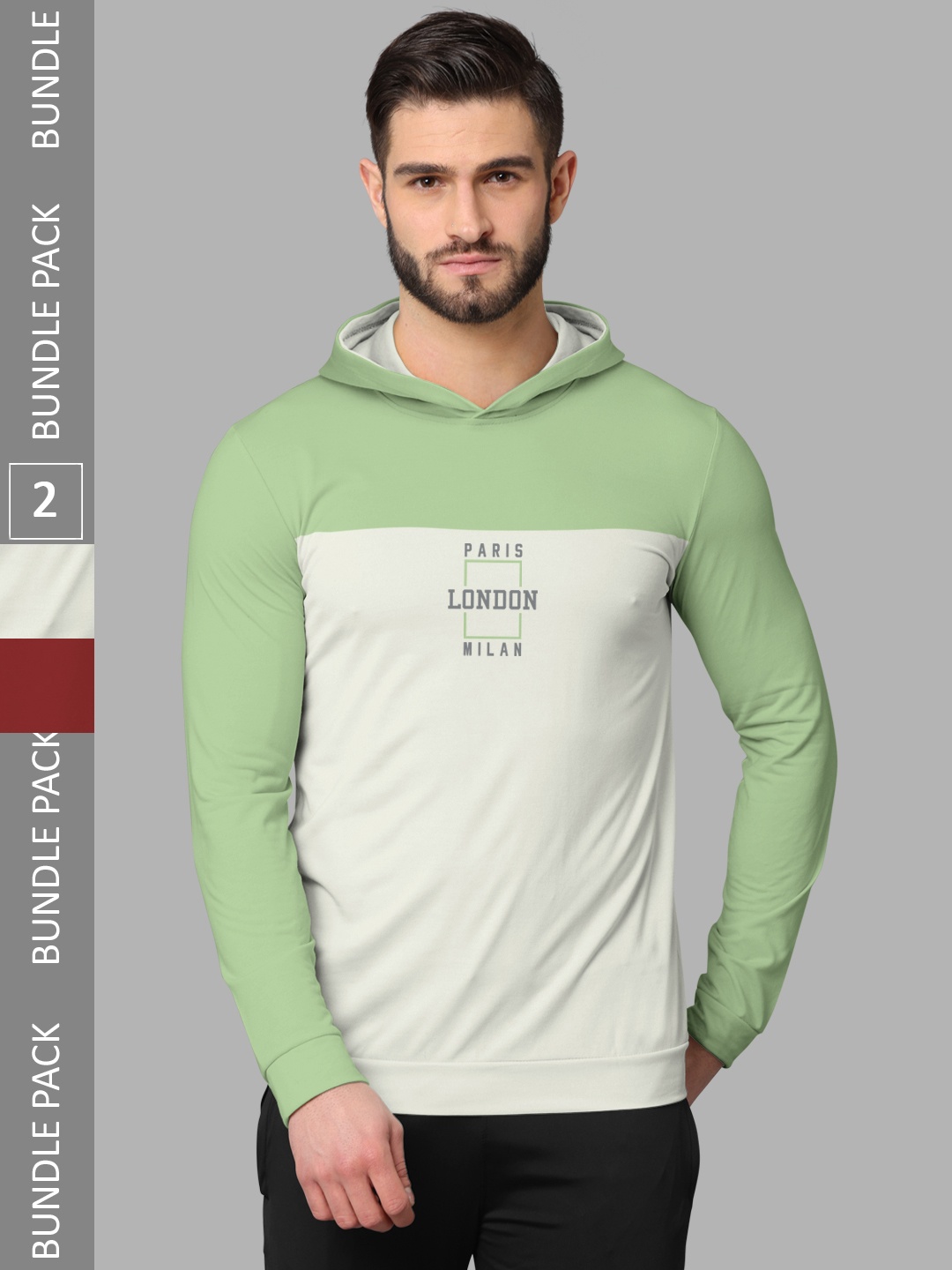 

BULLMER Pack Of 2 Typography Printed Cotton T-shirt, Green