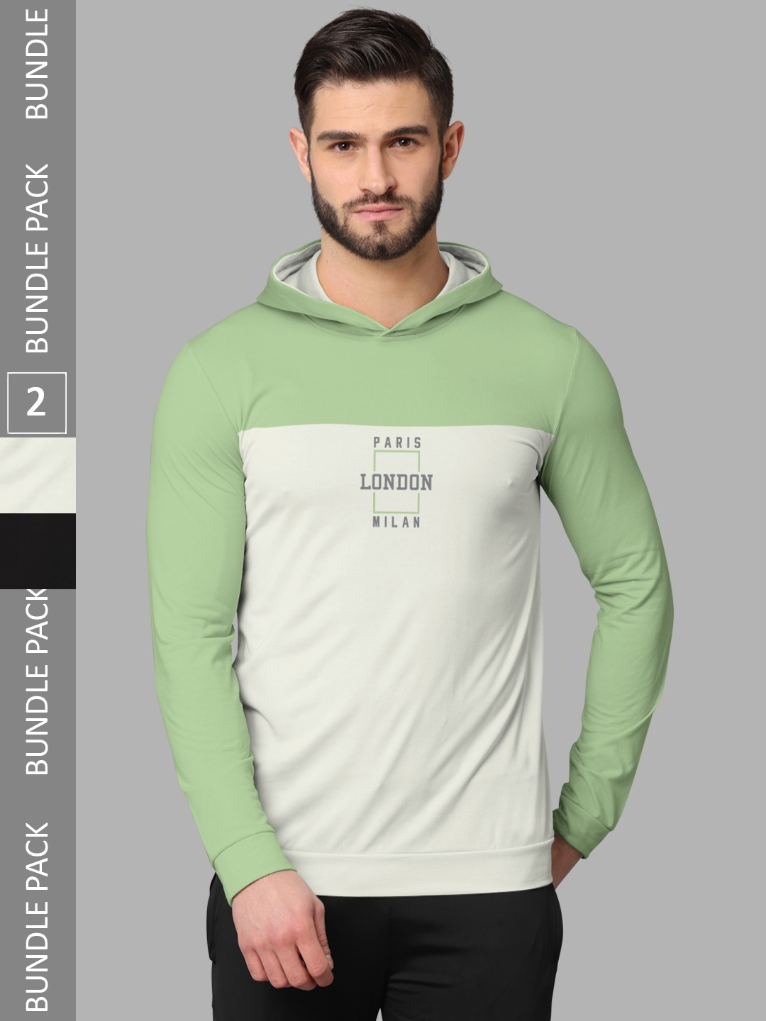 

BULLMER Pack Of 2 Printed Long Sleeves Round Neck T-shirt, Green