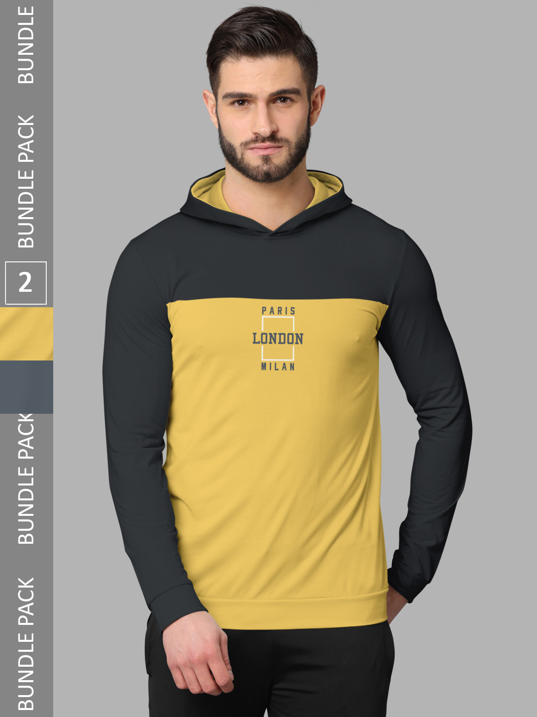 

BULLMER Pack Of 2 Typographic Printed Long Sleeves Round Neck T-shirt, Grey