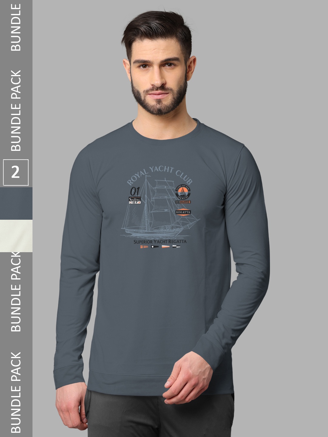 BULLMER Pack Of 2 Colourblocked Hooded Cotton T-shirts, Grey