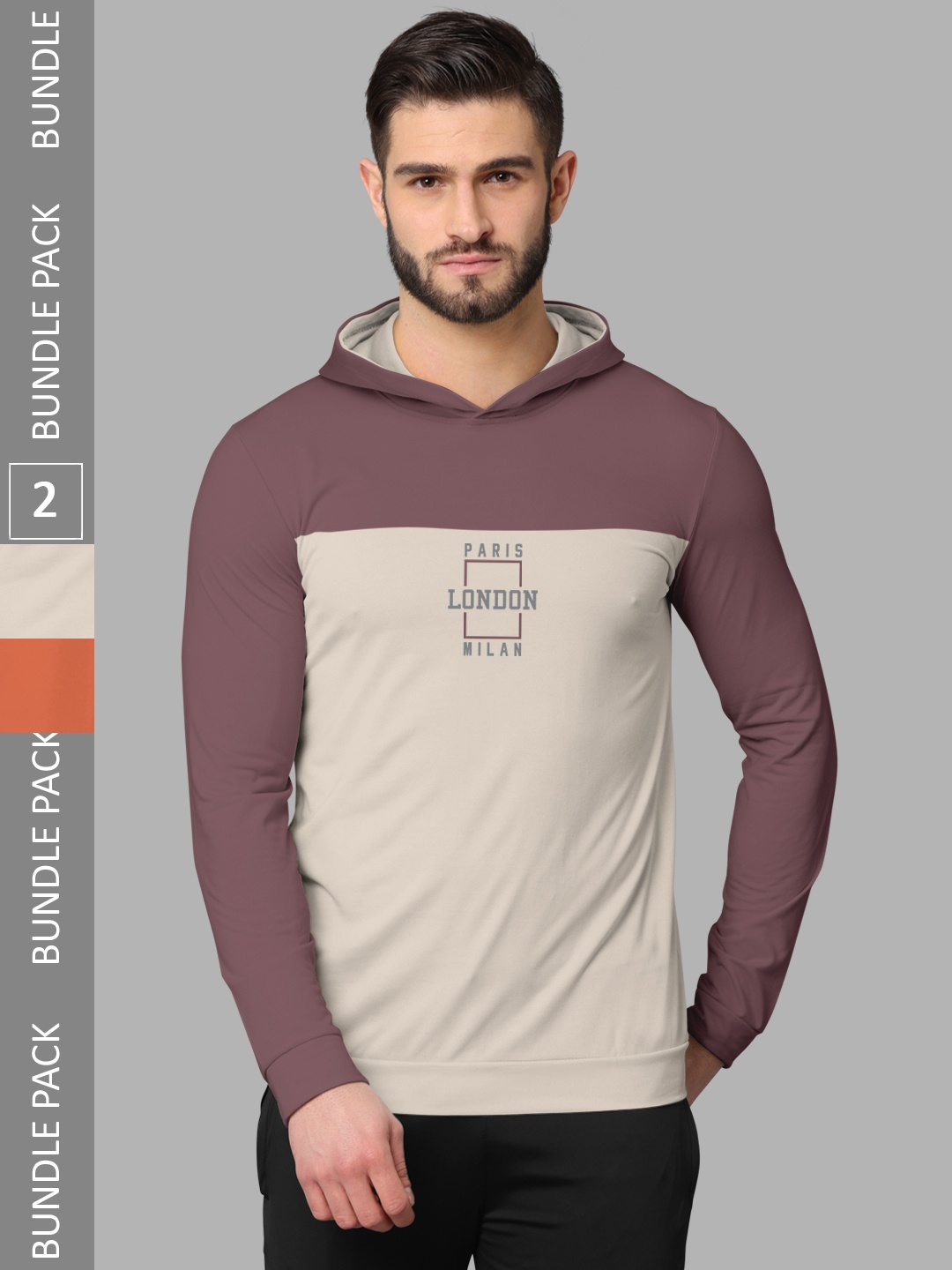 

BULLMER Pack Of 2 Colourblocked Hooded Cotton T-shirts, Mauve