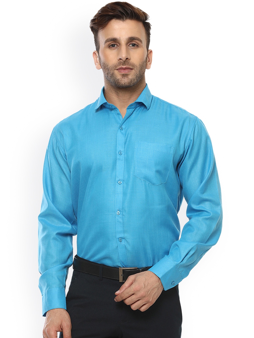 

Hangup Men Blue Comfort Regular Fit Solid Formal Shirt