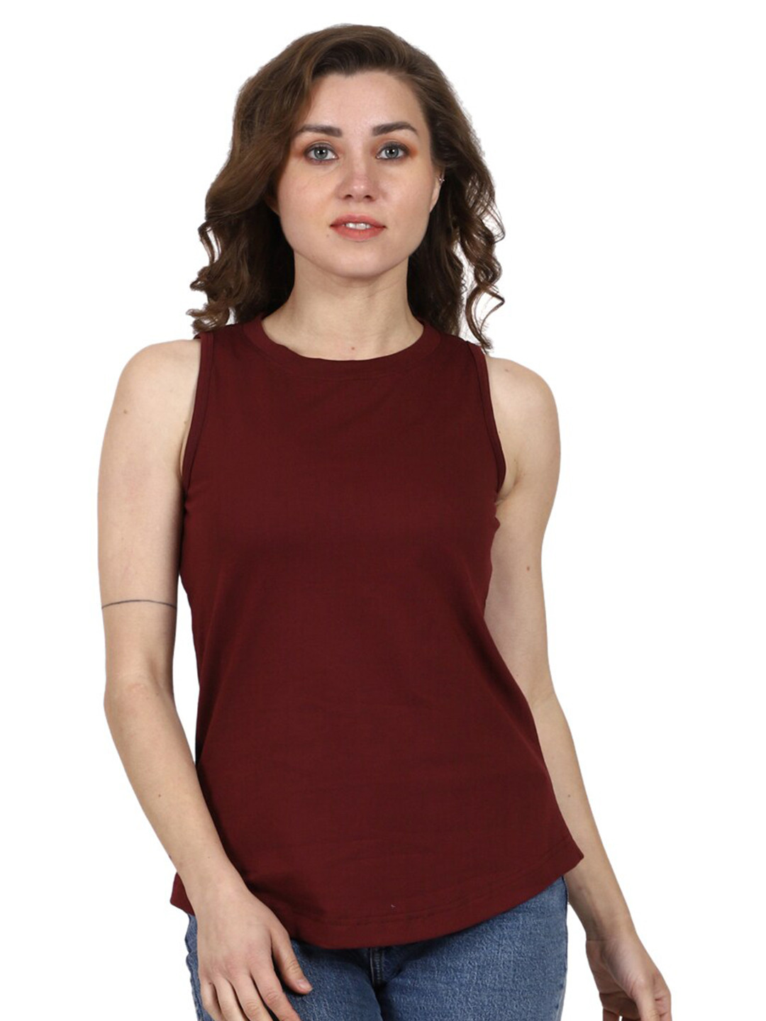 

T-SHIRT TRUCK Round Neck Cotton Top, Maroon