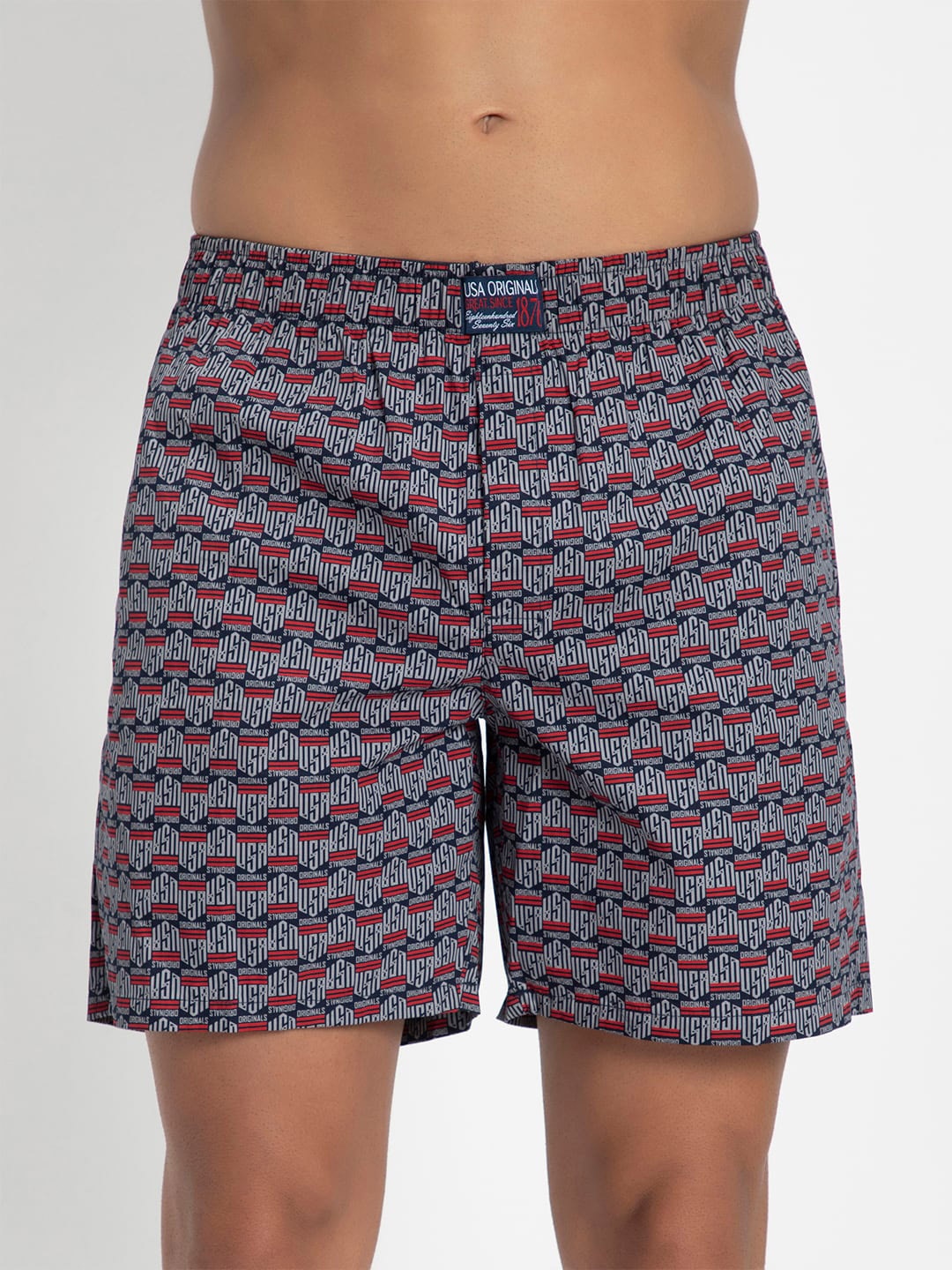 

Jockey Men Typography Printed Cotton Shorts, Blue