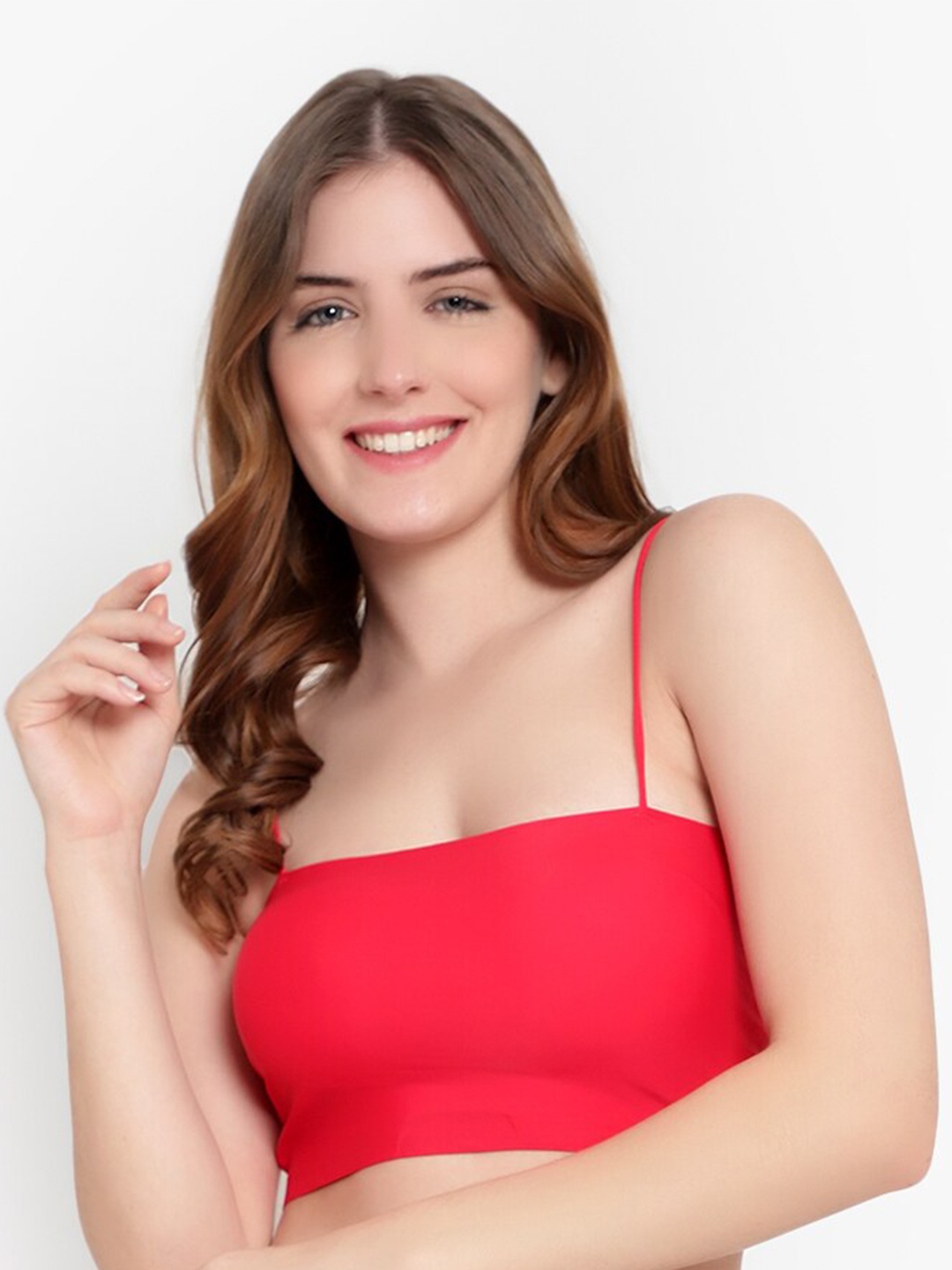 

BRACHY Non-Wired Lightly Padded All Day Comfort Seamless Bandeau Bra, Red