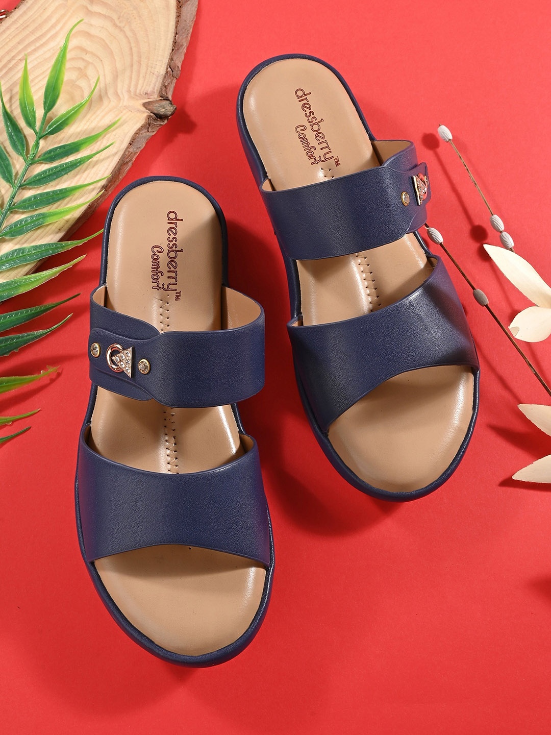 

DressBerry Women Blue Open Toe Slip On Flats
