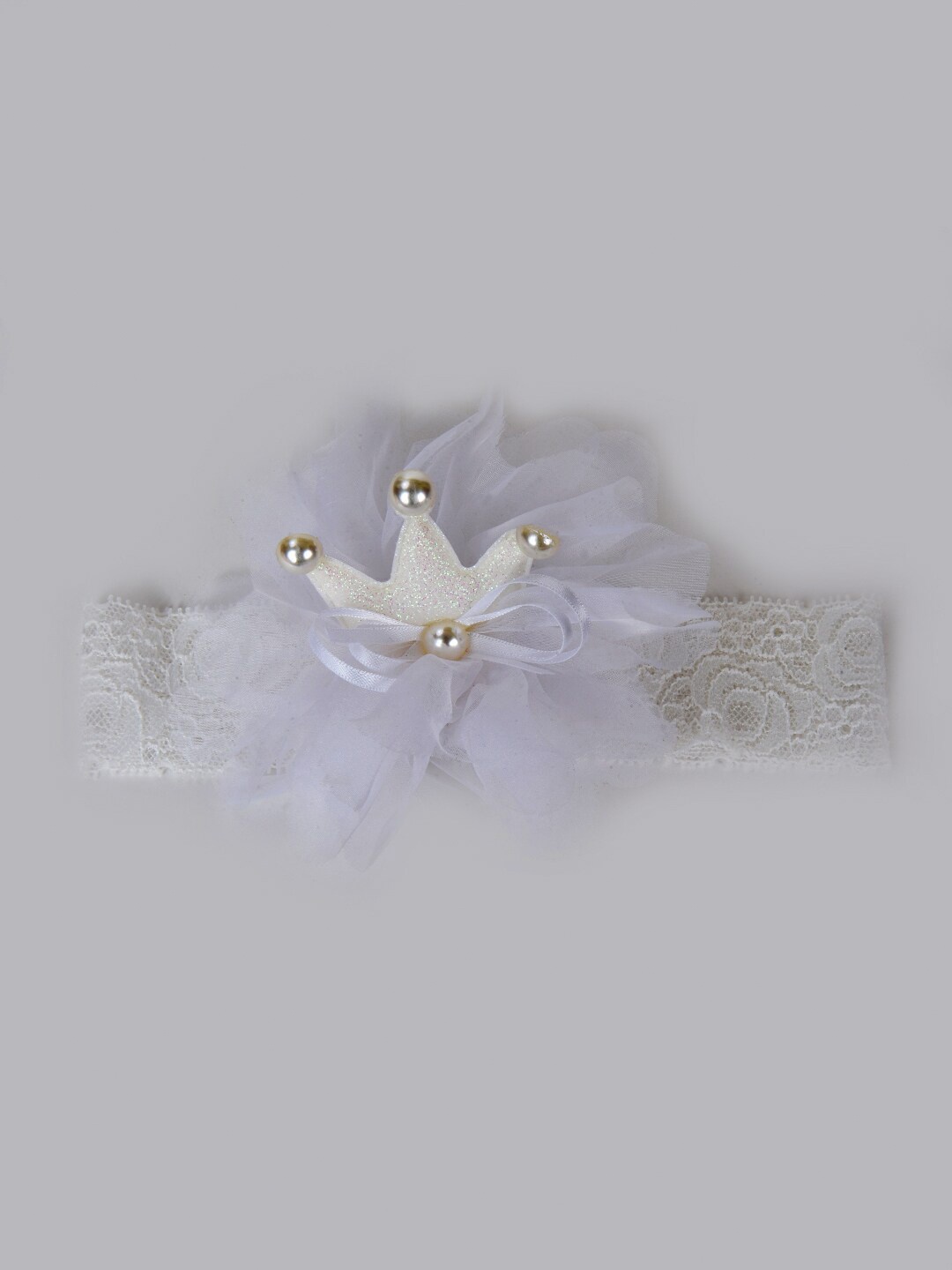 

Choko Girls Pearl Crown Tutu Lace Hairband, White