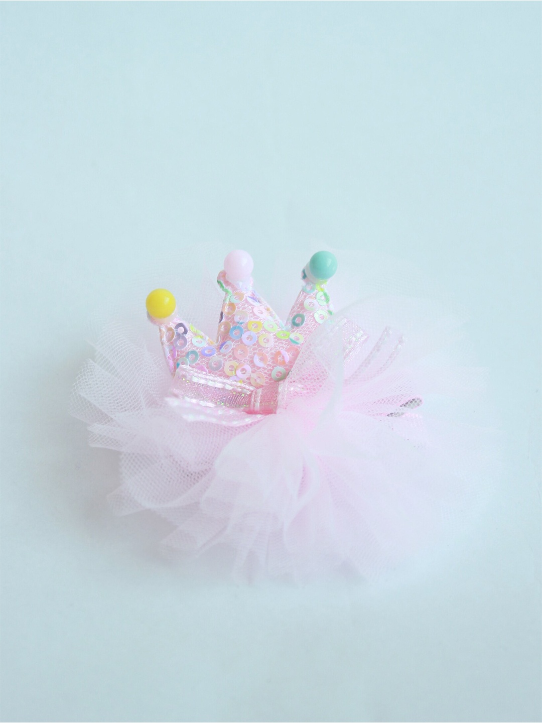 

Choko Girls Bow Crown Sheer Flower Tutu Hairclip, Pink