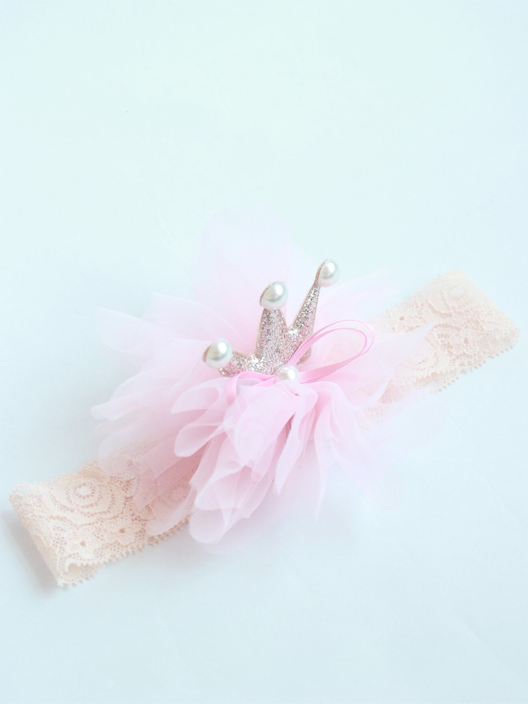 

Choko Girls Pearl Crown Blush Tutu Lace Hairband, Pink