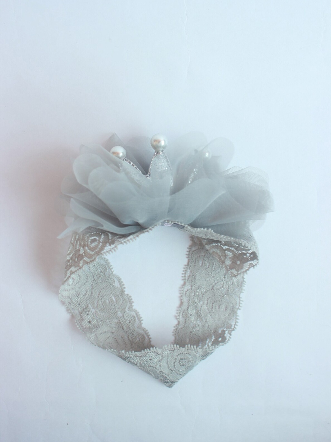 

Choko Girls Pearl Crown Tutu Lace Hairband, Grey