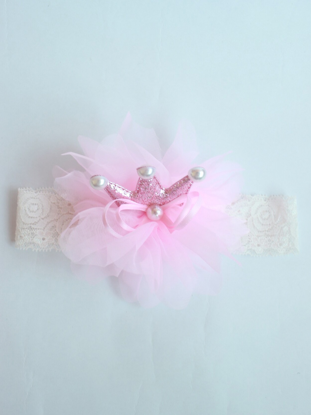 

Choko Girls Pearl Crown Tutu Lace Hairband, Pink