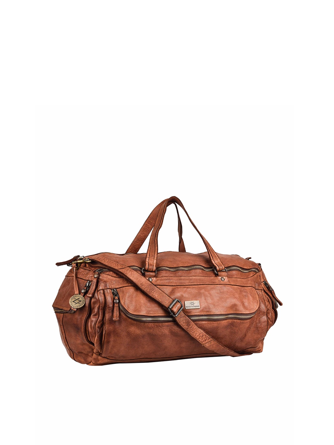 

KOMPANERO Textured Leather Duffle Bag, Tan