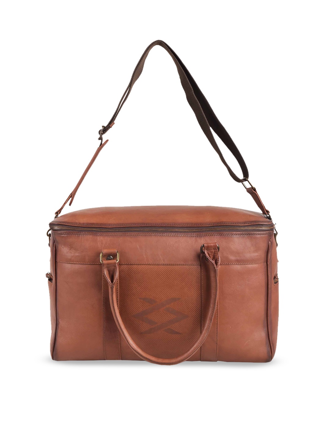 

KOMPANERO Textured Leather Duffle Bag, Tan
