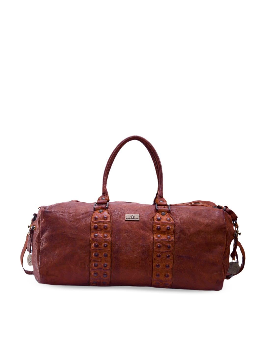 

KOMPANERO Textured Leather Duffel Bag, Tan