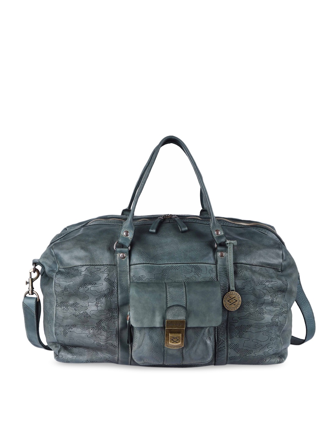 

KOMPANERO Camouflage Leather Duffel Bag, Teal