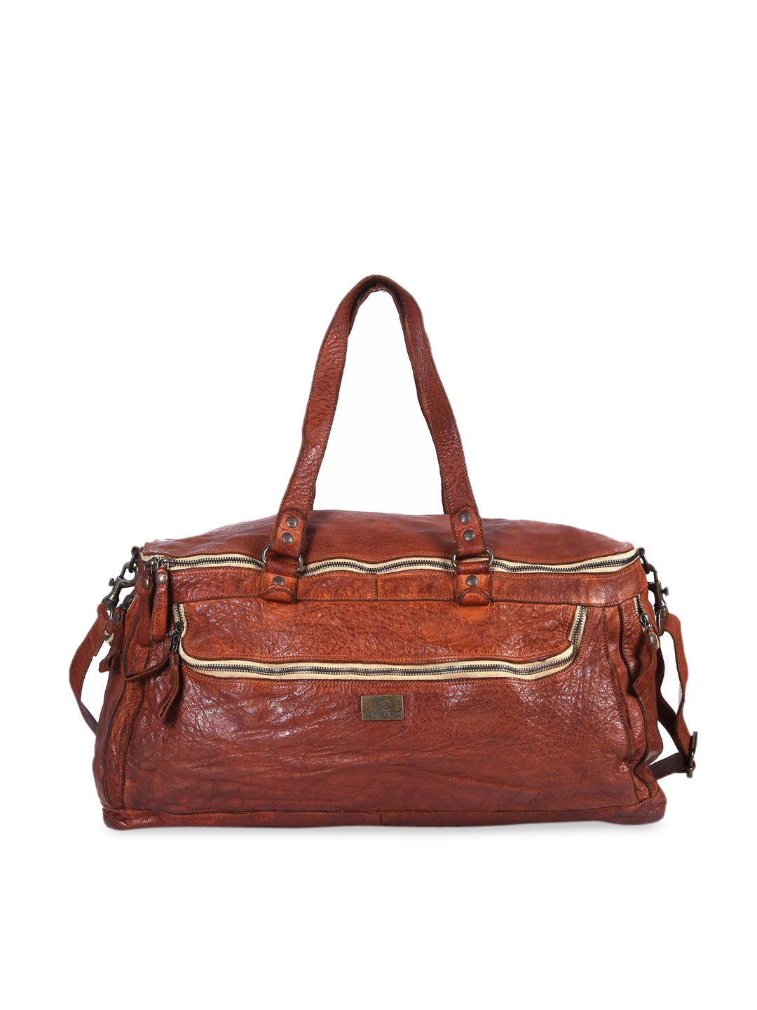 

KOMPANERO Textured Leather Duffel Bag, Tan