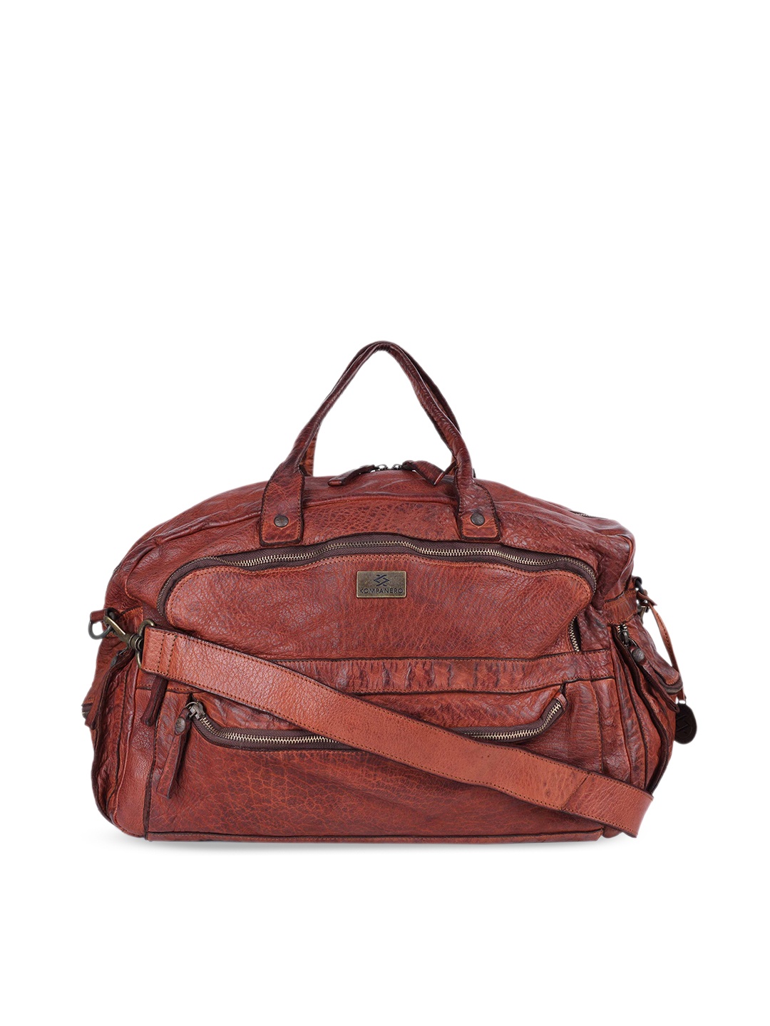 

KOMPANERO Textured Leather Duffel Bag, Tan