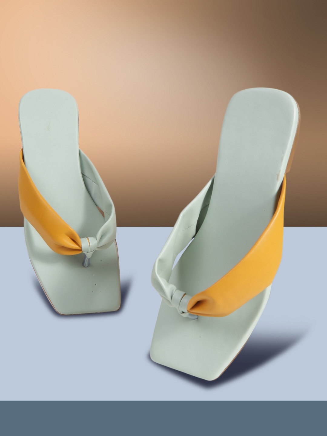 

PERY PAO Women Colourblocked Open Toe Flats, Sea green