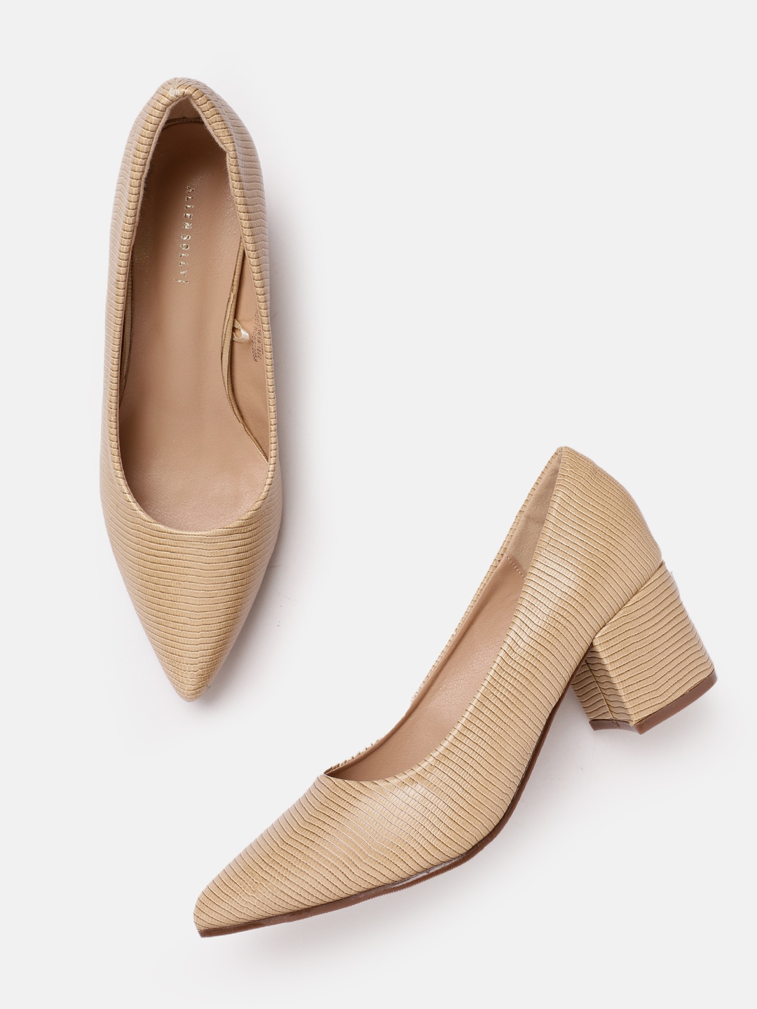

Allen Solly Women Reptile Textured Block Pumps, Nude