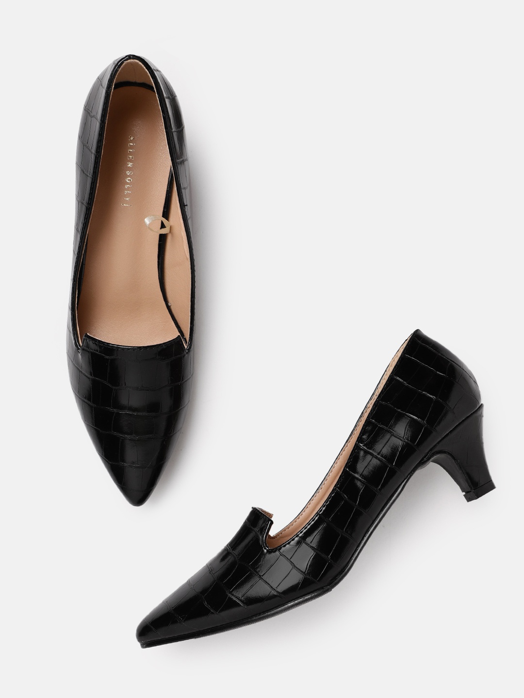 

Allen Solly Women Croc Textured Pumps, Black