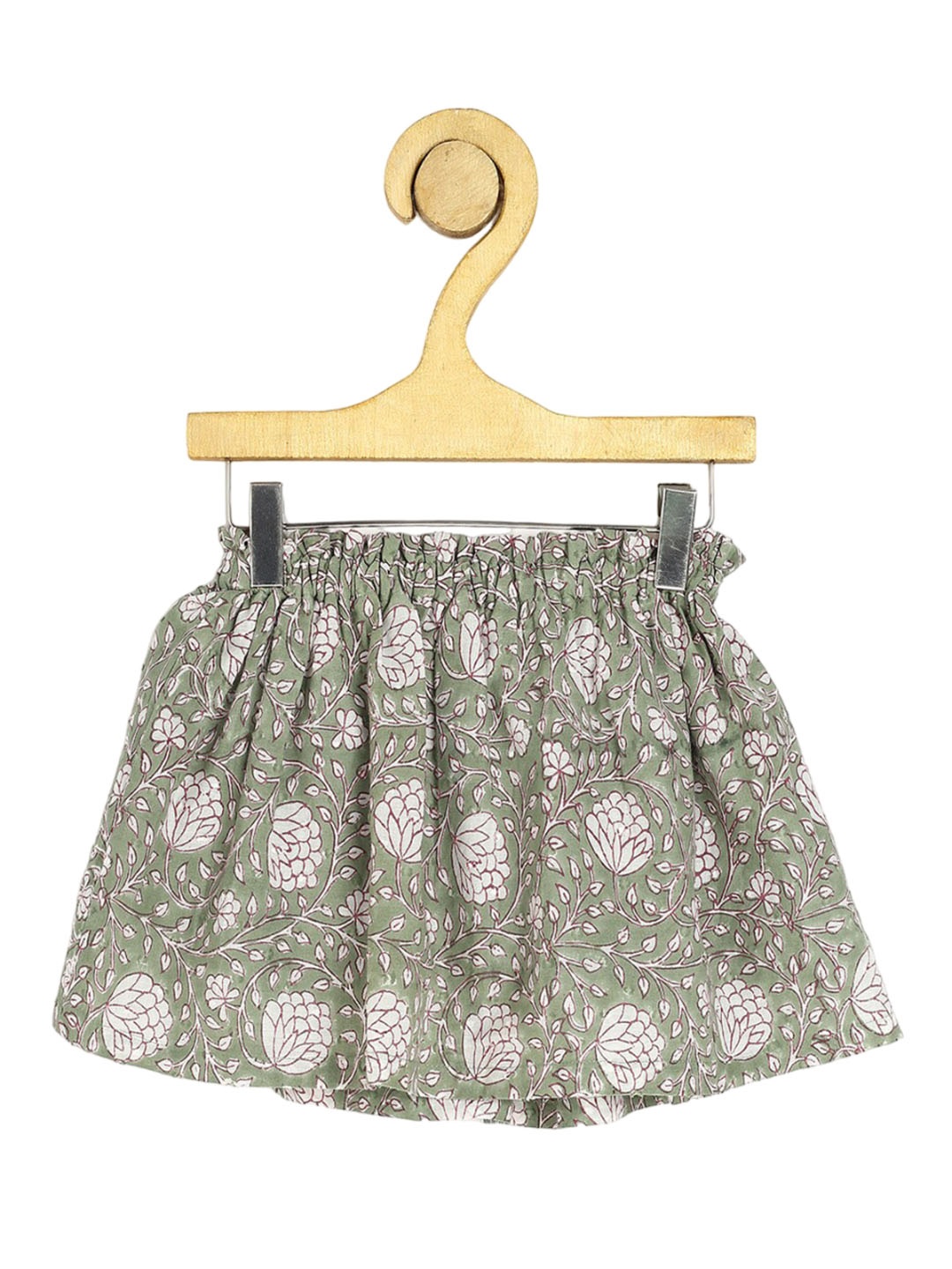 

Ka-mee Girls Printed Pure Cotton Flared Knee Length Skirt, Green