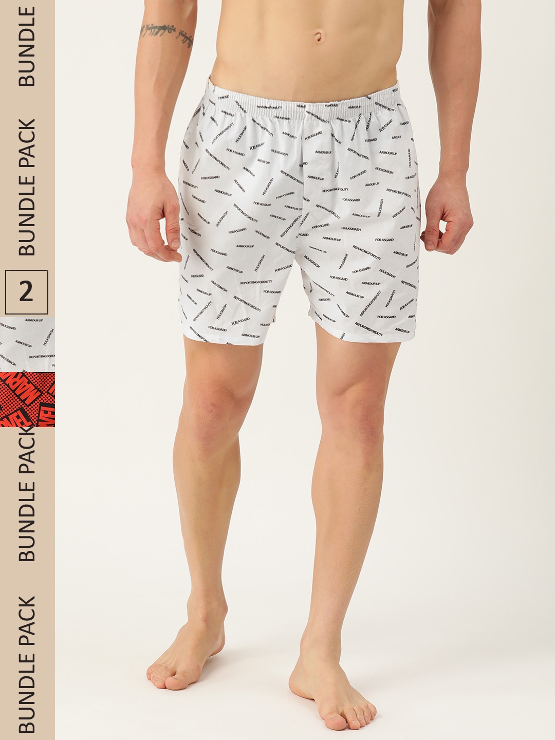 

Kook N Keech Men Set of 2 Marvel Printed Cotton Boxers KS22M707, White