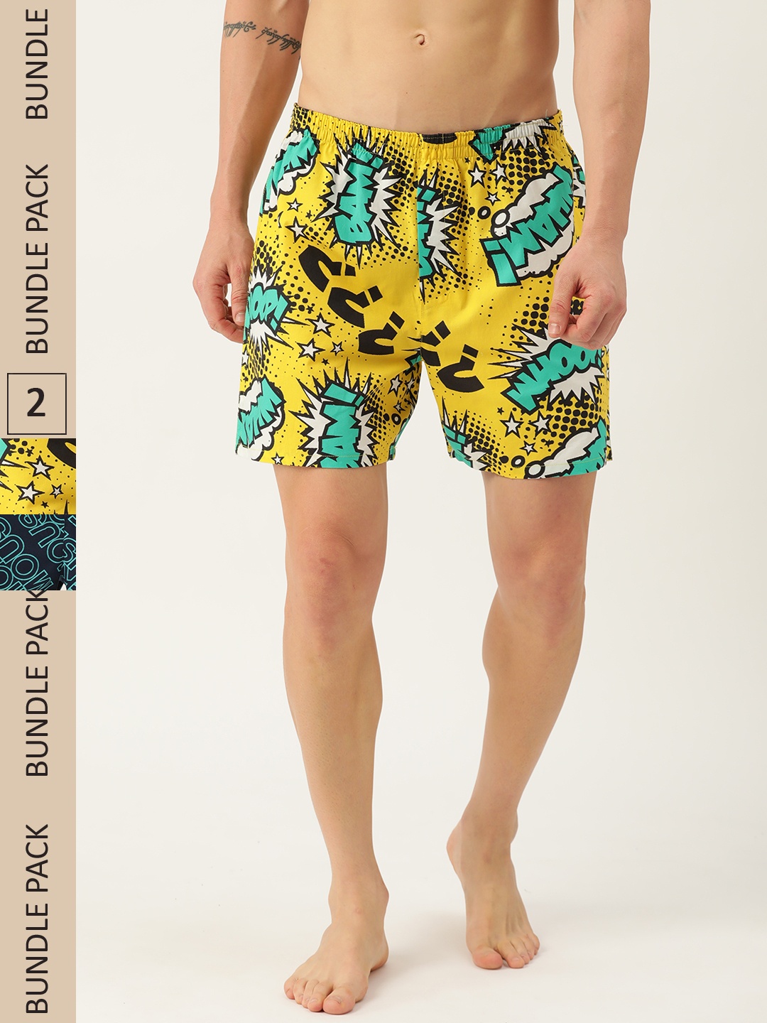 

Kook N Keech Men Set of 2 Disney Printed Cotton Boxers KS22M764, Navy blue