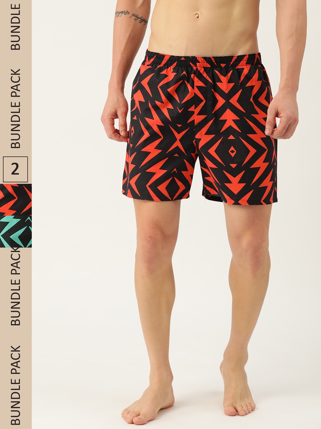 

Kook N Keech Men Set of 2 Printed Cotton Boxers KS22M752, Orange