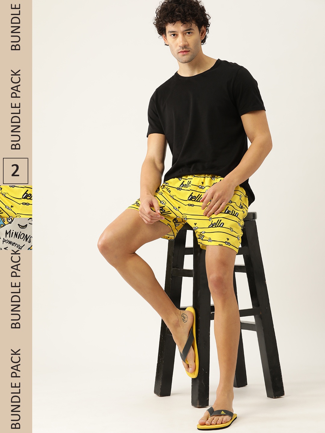 

Kook N Keech Men Set of 2 Minions Printed Cotton Boxers KS22M768, Yellow