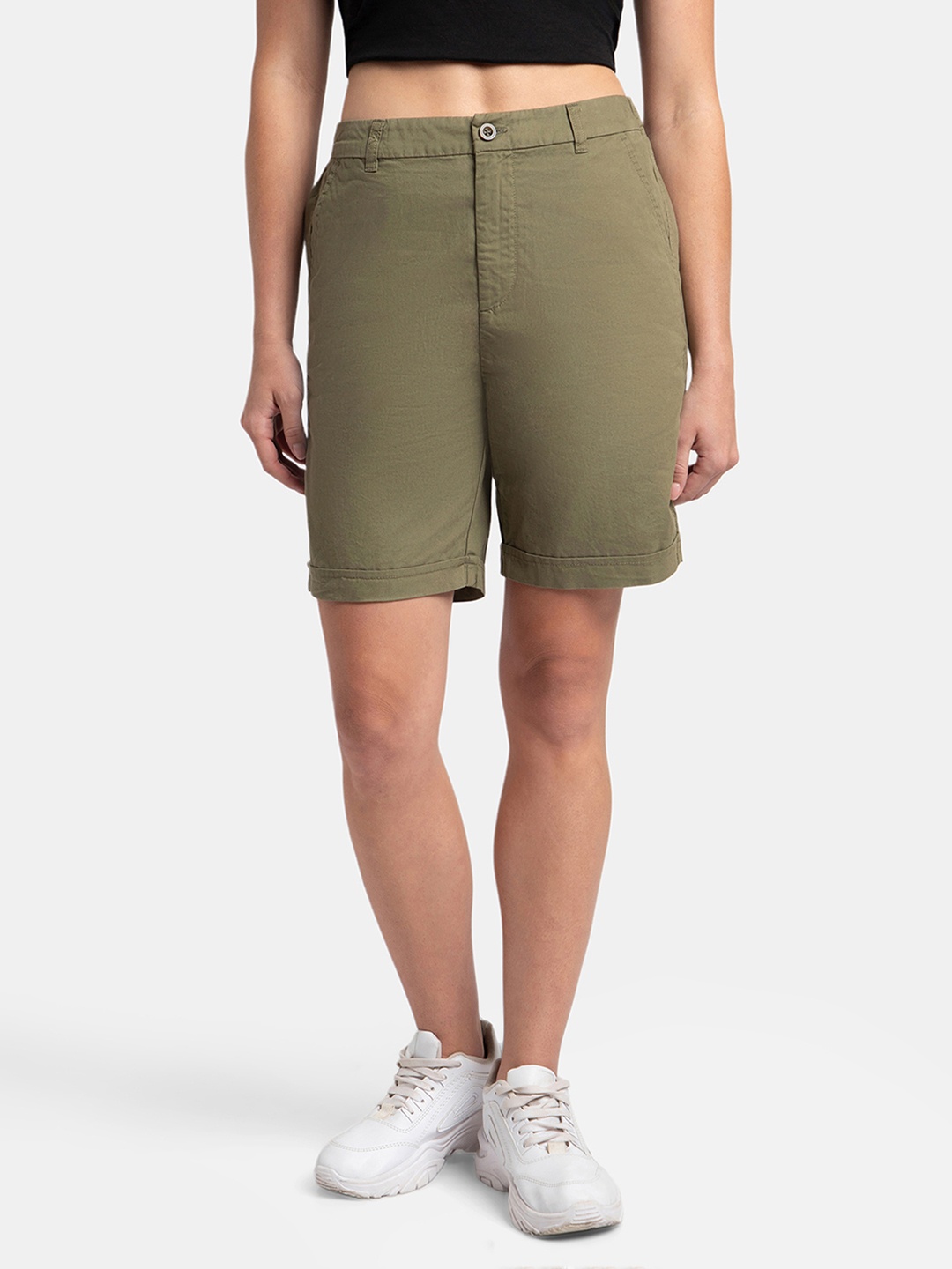 

Jockey Super Combed Cotton Woven Twill Fabric Relaxed Fit Shorts-A125, Olive
