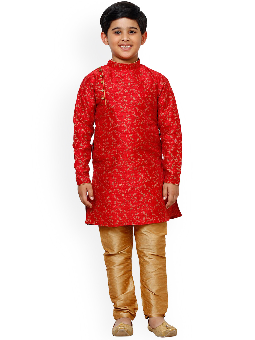

Pro-Ethic STYLE DEVELOPER Boys Floral Printed Mandarin Collar Kurta With Pyjamas, Red