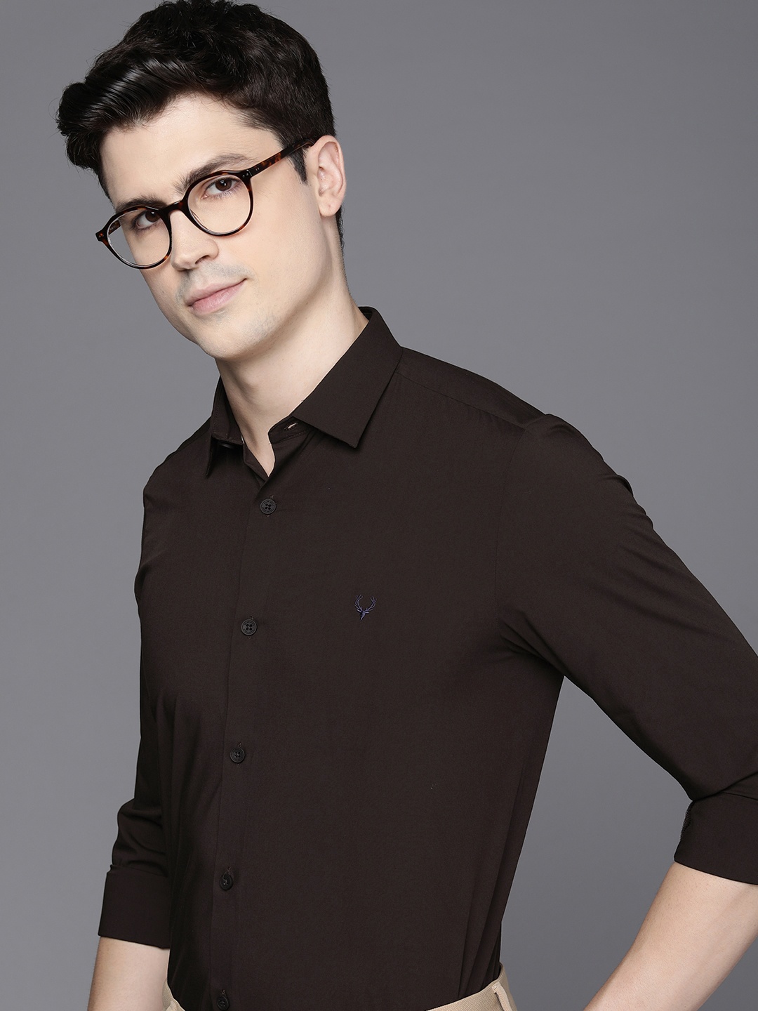 

Allen Solly Slim Fit Opaque Semiformal Shirt, Coffee brown