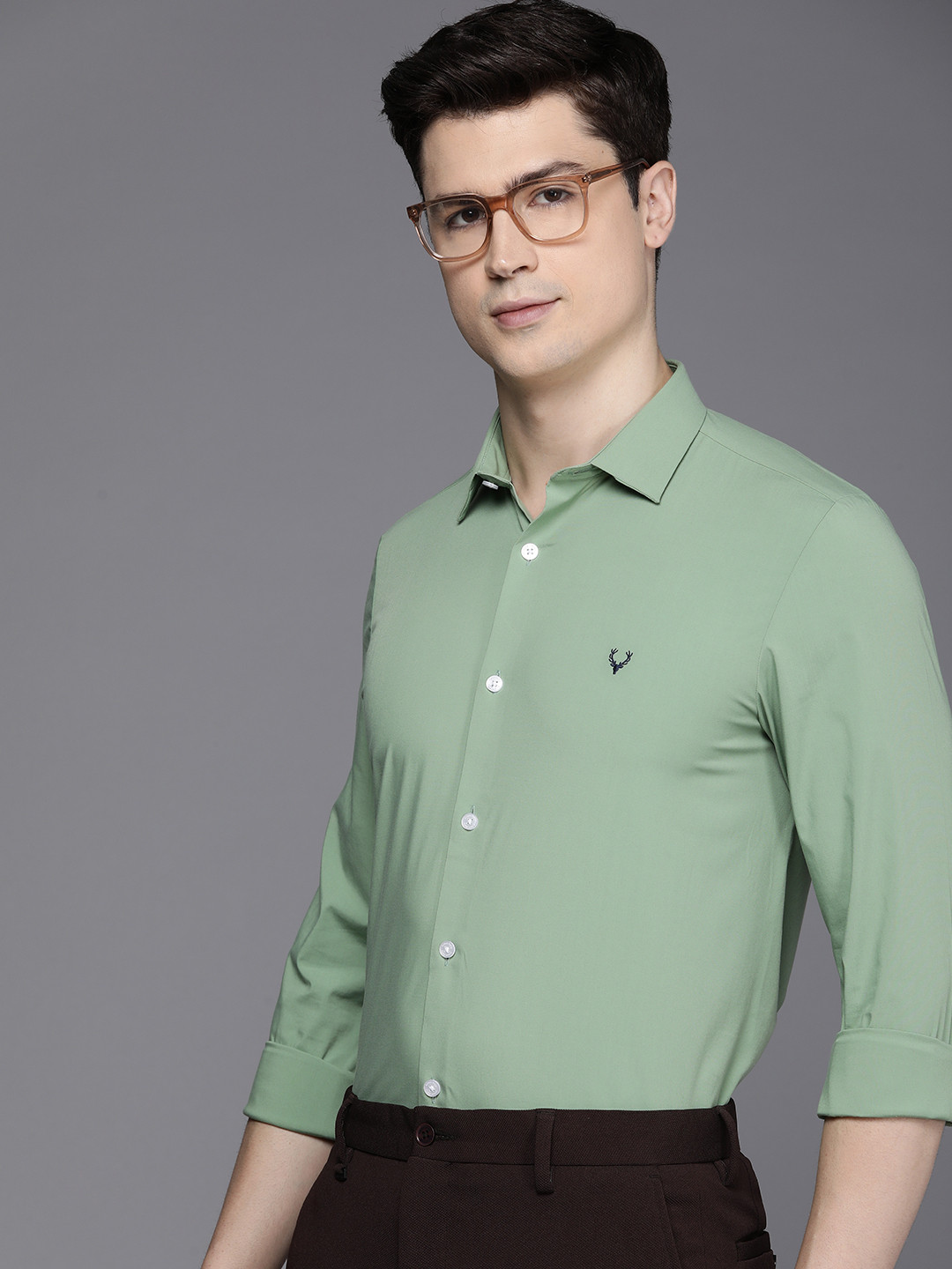 

Allen Solly Men Slim Fit Opaque Formal Shirt, Green