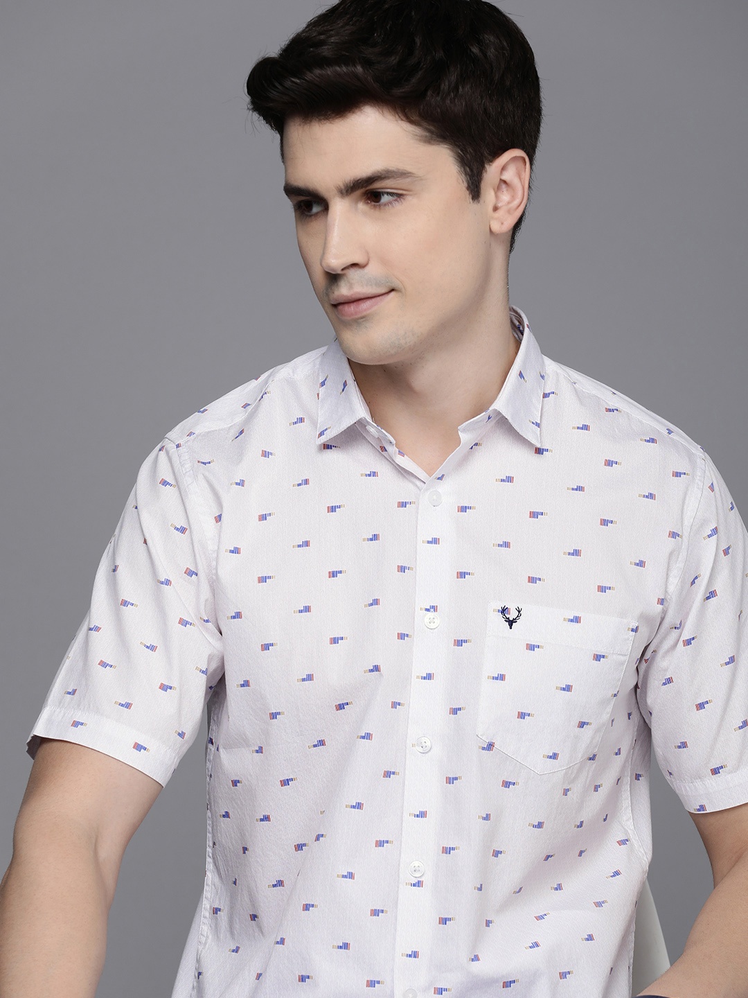 

Allen Solly Men Slim Fit Opaque Printed Casual Shirt, White