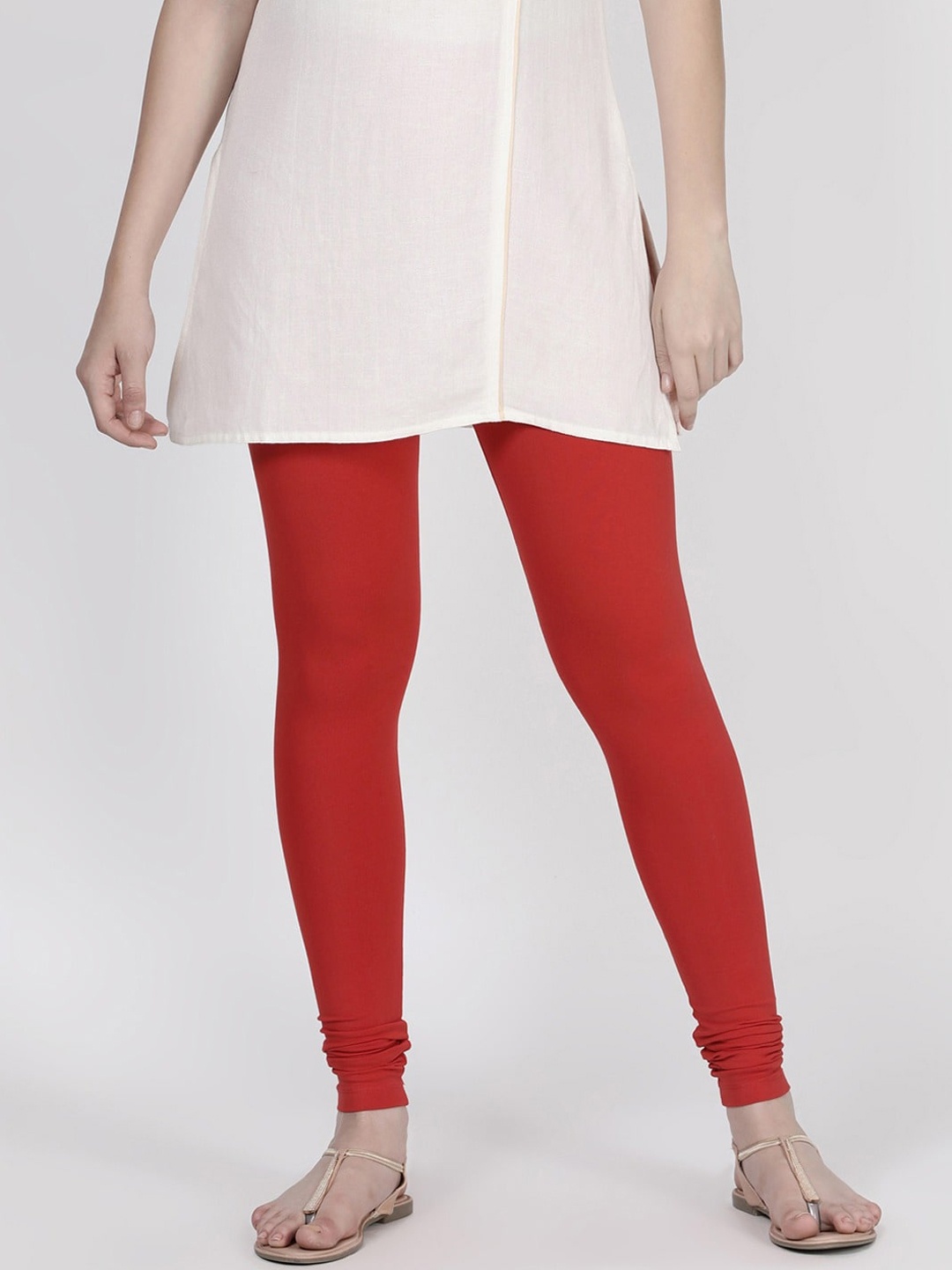 

TWIN BIRDS Women Mid Rise Churidar Length Leggings, Red