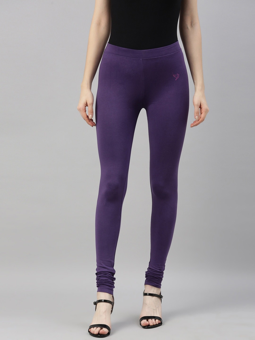 

TWIN BIRDS Women Mid-Rise Comfort-Fit Churidar-Length Leggings, Purple