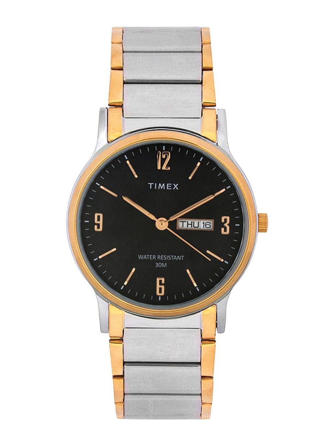

Timex Men Brass Textured Dial & Bracelet Style Straps Analogue Watch TW000R436, Black